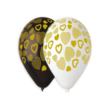 Javoli Golden Hearts, Szív léggömb, lufi 5 db-os 13 inch (33 cm) party kellék