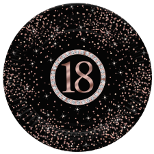 Javoli Happy Birthday 18 Rose Gold papírtányér 8 db-os 22,7 cm party kellék