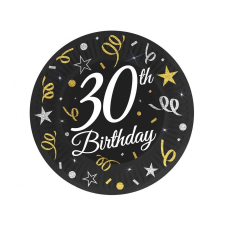 Javoli Happy Birthday 30 B&C papírtányér 6 db-os 18 cm party kellék