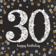 Javoli Happy Birthday 30 Gold szalvéta 16 db-os 33x33 cm party kellék