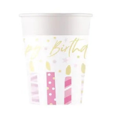 Javoli Happy Birthday Candles papír pohár 8 db-os 200 ml FSC party kellék