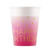 Javoli Happy Birthday Golden Pink papír pohár 8 db-os 200 ml FSC