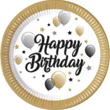 Javoli Happy Birthday Milestone papírtányér 8 db-os 23 cm FSC party kellék