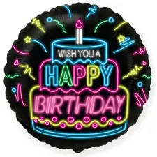 Javoli Happy Birthday Neon fólia lufi 46 cm (WP) party kellék