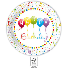 Javoli Happy Birthday Streamers papírtányér 8 db-os 23 cm FSC party kellék