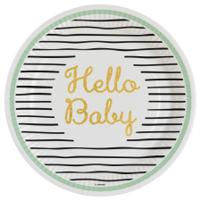 Javoli Hello Baby Gold papírtányér 8 db-os 23 cm party kellék