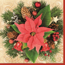 Javoli Karácsony Red Poinsettia szalvéta 20 db-os 33x33 cm papírárú, csomagoló és tárolóeszköz