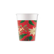 Javoli Karácsonyi Holly Poinsettia papír pohár 8 db-os 200 ml FSC party kellék