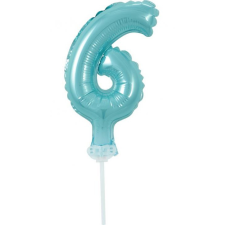 Javoli Kék 6-os Light Blue szám fólia lufi tortára 13 cm party kellék