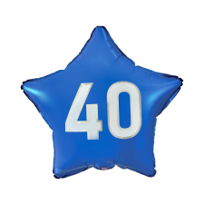 Javoli Kék Happy Birthday 40 Blue csillag fólia lufi 44 cm party kellék