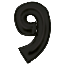 Javoli Lustre Black, Fekete 9-es szám fólia lufi 86 cm party kellék