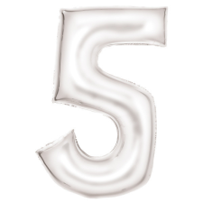 Javoli Lustre White, Fehér 5-ös szám fólia lufi 86 cm party kellék