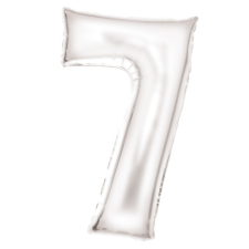 Javoli Lustre White, Fehér 7-es szám fólia lufi 86 cm party kellék