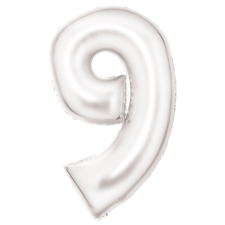 Javoli Lustre White, Fehér 9-es szám fólia lufi 86 cm party kellék