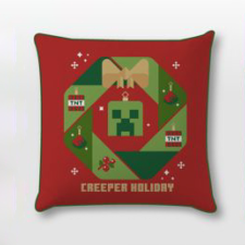 Javoli Minecraft Creeper Holiday Karácsony párnahuzat 40x40 cm Velúr lakástextília