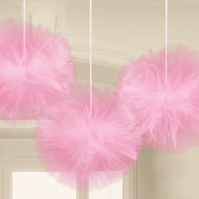 Javoli Pink, Rózsaszín függő tüll pom pom dekoráció 3 db-os party kellék