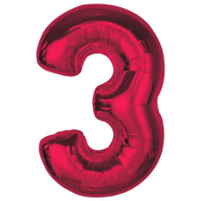 Javoli Piros 3-as Red szám fólia lufi 92 cm party kellék
