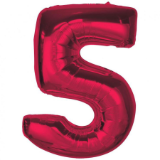 Javoli Piros 5-ös Red szám fólia lufi 92 cm party kellék