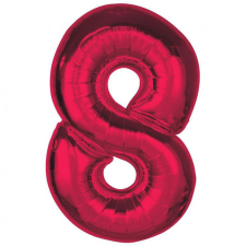 Javoli Piros 8-as Red szám fólia lufi 92 cm party kellék