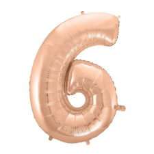 Javoli Rose Gold 6-os szám fólia lufi 92 cm party kellék