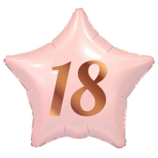 Javoli Rózsaszín Happy Birthday 18 Pink csillag fólia lufi 44 cm party kellék