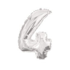 Javoli Silver, Ezüst 4-es szám fólia lufi 10 cm party kellék