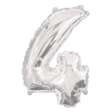 Javoli Silver, Ezüst 4-es szám fólia lufi 95 cm party kellék