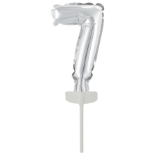 Javoli Silver, Ezüst 7-es szám fólia lufi tortára 13 cm party kellék