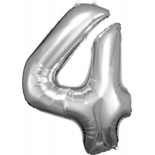 Javoli Silver óriás szám fólia lufi 4-es, 86*66 cm party kellék