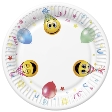 Javoli Smiley Icons&amp;Balloons papírtányér 8 db-os 22,7 cm party kellék