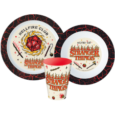 Javoli Stranger Things étkészlet, micro műanyag szett, pohárral 260 ml babaétkészlet