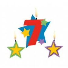 Javoli Színes 7-es számgyertya csillagokkal party kellék