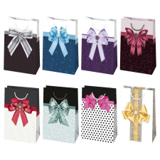 Javoli Színes Bow papír ajándéktasak, ajándékzacskó 16x24x7 cm party kellék