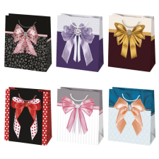 Javoli Színes Bow papír ajándéktasak, ajándékzacskó 19x23x10,5 cm party kellék