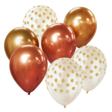 Javoli Színes Gold-Copper léggömb, lufi szett 7 db-os 12 inch (30cm) party kellék