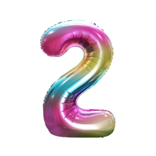Javoli Szivárvány Rainbow 2-es szám fólia lufi 85 cm party kellék