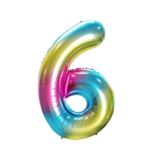 Javoli Szivárvány Rainbow 6-os szám fólia lufi 85 cm party kellék