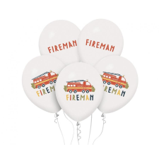 Javoli Tűzoltó Fireman léggömb, lufi 5 db-os 12 inch (30 cm) party kellék
