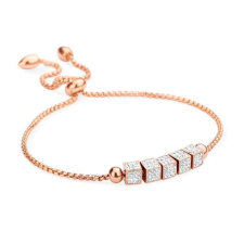 Javoli Victoria Rose gold színű fehér köves kocka karkötő karkötő