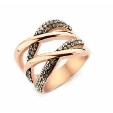 Javoli Victoria Rose gold színű fekete köves gyűrű gyűrű
