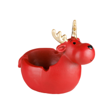  Jávorszarvas mintájú kerámia hamutartó -piros színű hamutartó