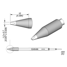 Jbc Tools C245406 forrasztóhegy, véső forma, egyenes 1.2 x 0.7 mm, hossza 10 mm (C245406) forrasztási tartozék