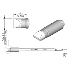 Jbc Tools C470004 forrasztóhegy, véső forma, egyenes 7.5 x 1.5 mm, hossza 10.3 mm (C470004) forrasztási tartozék