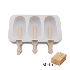  Jégkrém készítő szilikon forma 15x19cm - Jégkrém készítő+ Fa pálcika 50db sütés és főzés