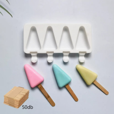 Jégkrém készítő szilikon forma, Háromszög 12x19cm - Jégkrém készítő+ Fa pálcika 50db sütés és főzés