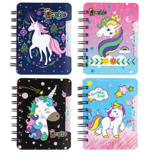  Jegyzettömb Centrum unikornis spirálos, szívecskés elválasztóval, 120x92mm 50 lapos, vonalas jegyzettömb