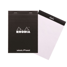 Jegyzettömb Clairefontaine Rhodia 14.8x21 cm 80 lapos ponthálós fekete jegyzettömb