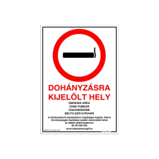 Jkh INFORMÁCIÓS TÁBLA A4, MŰANYAG "DOHÁNYZÁSRA KIJELÖLT HELY" információs tábla, állvány