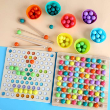JM 2 Az 1 Ben Montessori Szivárvány Színű Gyöngyök Oktató Játék Clip Beads Készségfejlesztő Fajátékok kreatív és készségfejlesztő