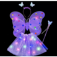 JM VilágÍtó pillangó jelmez fejpánttal es varázspálcával lila jelmez